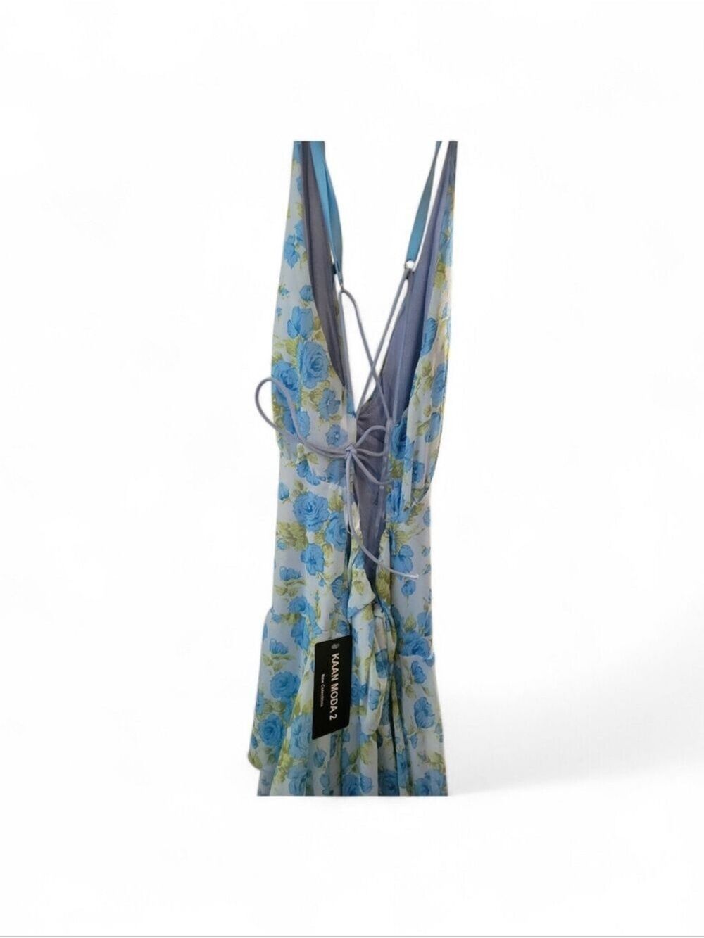 Kann Moda New Collection Blue Floral Tiered Maxi Dress Spring Dress Size 2 - Picture 6 of 6